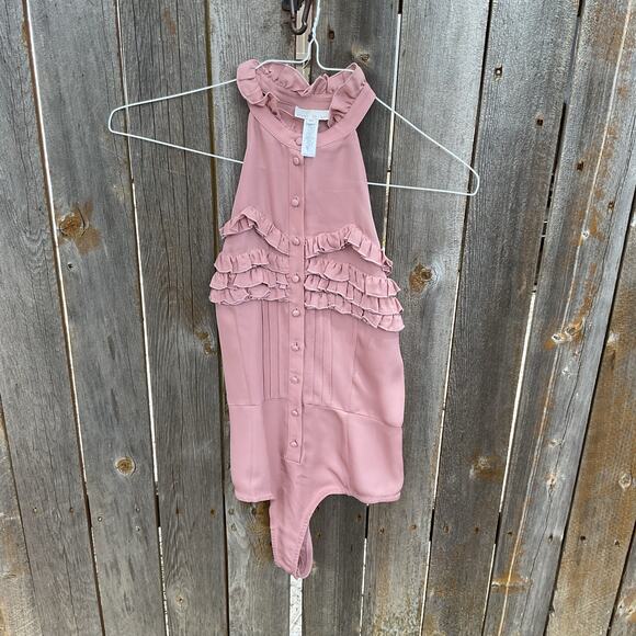 Fleur de Mal NWT Dusty Rose Sleeveless Bodysuit - Sz Sm - Picture 1 of 9